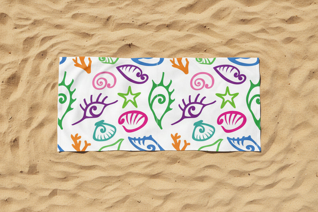 Artfully Colorful Seashell Beach Towel