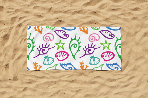 Artfully Colorful Seashell Beach Towel