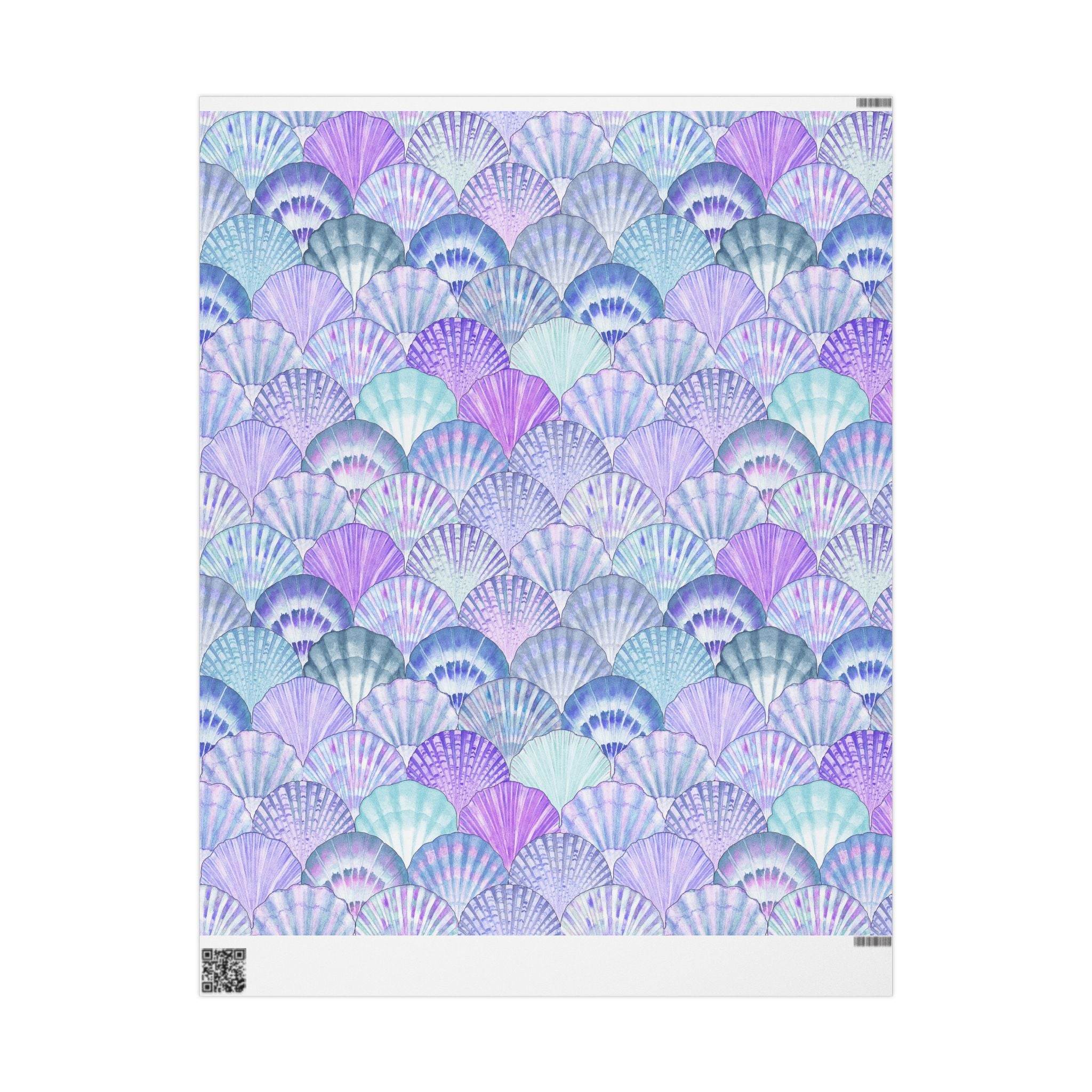 Seashell Scallop Wrapping Paper – Pastel Mermaid Gift Wrap (Blue & Lavender)